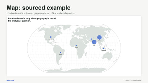 Map: sourced example. Location is useful only when geography is part of the analytical question. Data source: World Bank.